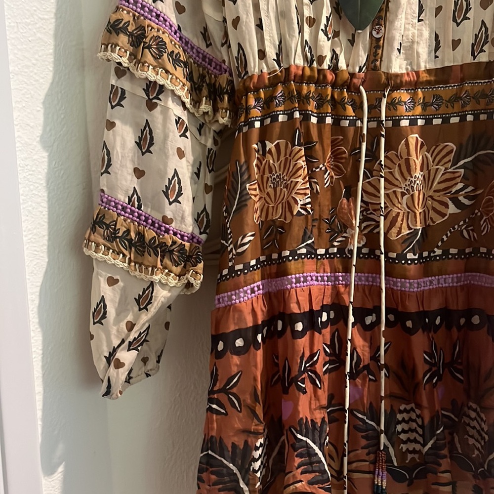 FARM Rio Cream and Rust Floral Print Long Sleeve Dress - Picture 5 of 5